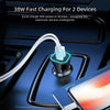 PD + QC3.0 Car 2 in 1 Square Fast Charger Car Cigarette Lighter (Black)