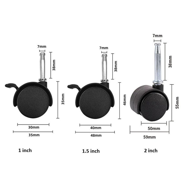 10pcs Swivel Furniture Casters Office Chair Baby Crib Sofa Wheel, Spec: 1 Inch Without Brake