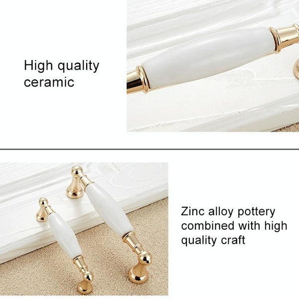 5027-128 Gold Imitated Zinc Alloy Ceramic Handle for Cabinet Wardrobe Drawer Door, Hole Spacing: 128mm