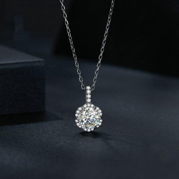 MSN007 Sterling Silver S925 White Gold Plated Zircon Moissanite Necklace