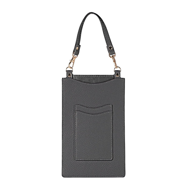 Litchi Texture Card Holder Mobile Phone Bag with Short Strap(Black)