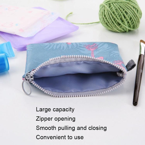 SN-031 2pcs Waterproof Zipper Sanitary Napkin Storage Bag Coin Card Bag(Cactus)