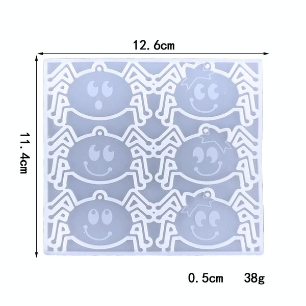 DIY Halloween Spider Glass Pendant Crystal Drop Plastic Mold(White)