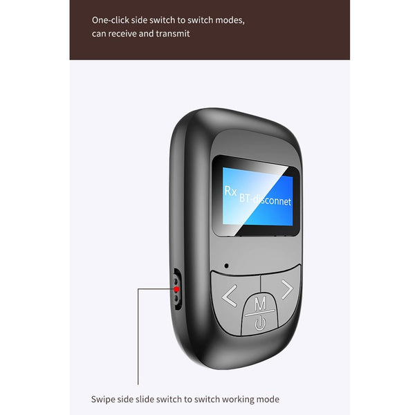 T-14 Bluetooth 5.0 2 In 1 LCD Digital Display Bluetooth Adapter Receiver Transmitter(Black)