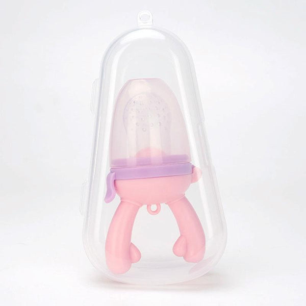 Baby Pacifier Fruit Vegetable Auxiliary Feeder Cute Deer Fruit Bite Pouch Teething Stick, Color: With Box Pink