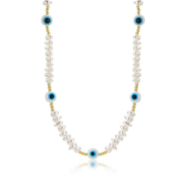 Angel Eyes Pendant Layered Necklace, Model: N2210-1 Triangular Pearl Eyes