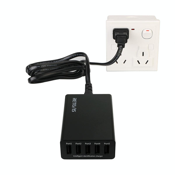 RETEVIS RTC501 40W / 8A 5 Ports USB Multi-function Charger Desktop Charging Station for H-777/RT27/RT7/RT22/H-777S