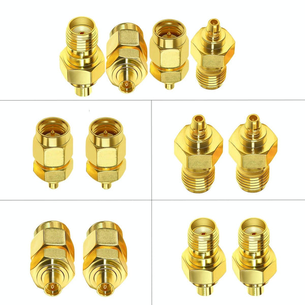 SMA Male To MMCX Female Coaxial Adapter Kit Brass Coaxial Connector RF Antenna Adapter