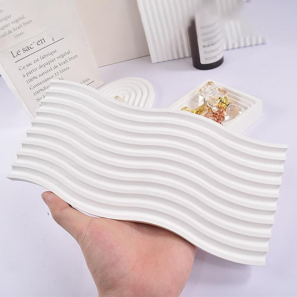 Epoxy Resin Mold Gypsum Candle Stand Arch Storage Tray Silicone Mold, Spec: Wave Large