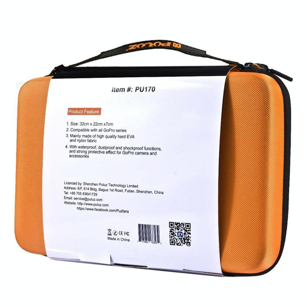 PULUZ Waterproof Carrying and Travel Case for for GoPro, Insta360, DJI and Other Action Cameras Accessories, Large Size: 32cm x 22cm x 7cm(Orange)