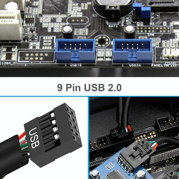 30cm Motherboard 9Pin USB2.0 1 In 2 Extension Cable With Chip Support Multiple Interface For Shared Use