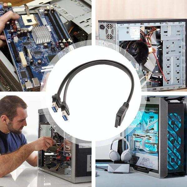 80cm Motherboard USB3.0 Panel Cable Front 19Pin To Dual-Port A Female Data Flat Cable