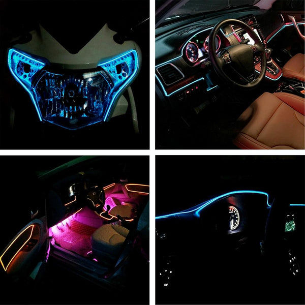 Waterproof Round Flexible Car Strip Light with Driver for Car Decoration, Length: 5m(Pink)