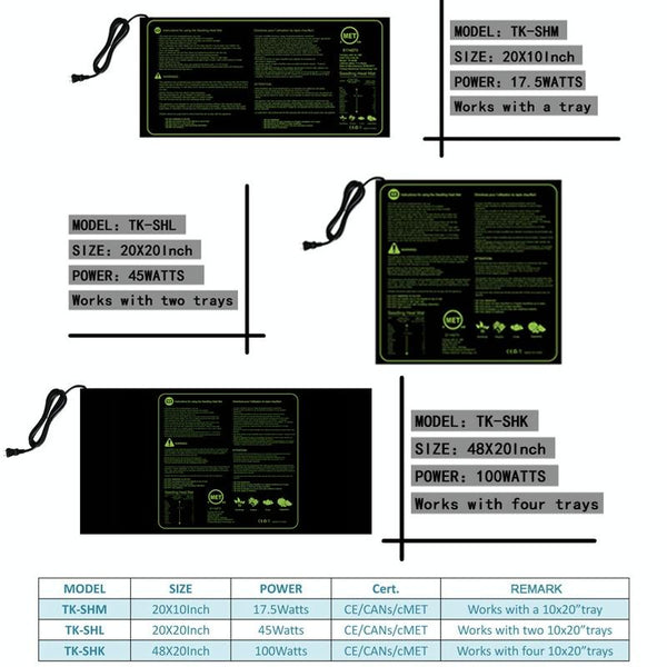 48 x 20in Waterproof Seedling Heating Pad Constant Temperature Heating Pad(EU Plug  230V)