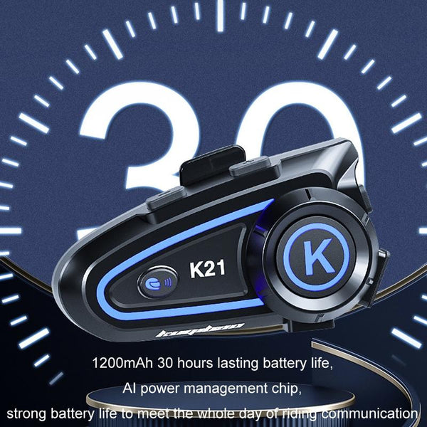 KUQIBAO Motorcycle Helmet Long-lasting Waterproof Bluetooth Headset with Light(Hard Microphone)