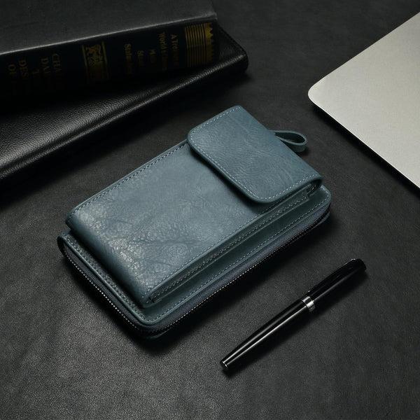 Elephant Pattern Multifunctional Cross Bag Phone Case(Sky Blue)