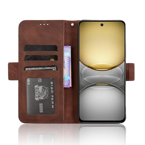 For Realme C75 4G Skin Feel Calf Texture Card Slots Leather Phone Case(Brown)