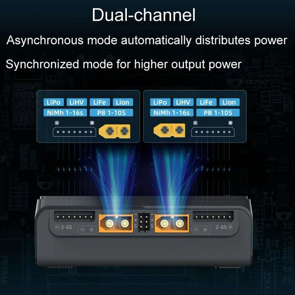 ToolkitRC M6D 500W Toy Airplane Dual Channel Li-Po Battery Balance Charger(Black)