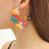 Long Exaggerated Fabric Art Handmade Petal Earrings, Color: E1910-6 Colorful