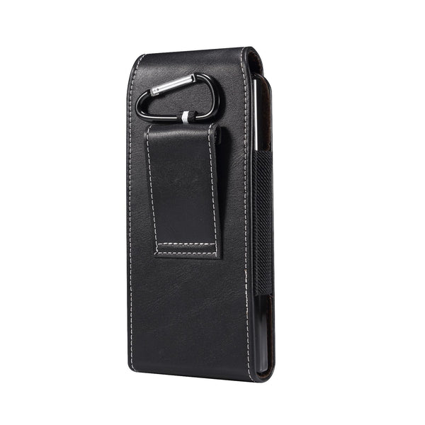 Lambskin Texture Leather Waist Bag for Folding Mobile Phone(Black)