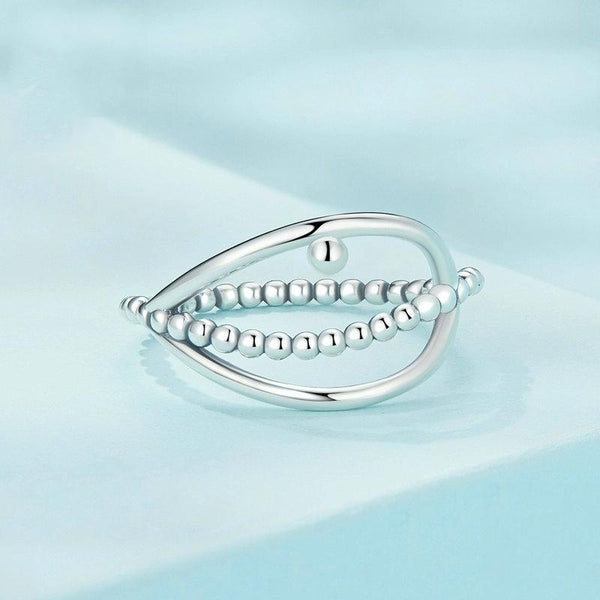 SCR905 S925 Sterling Silver Fake Three Layers Round Peas Ring(No.7)