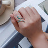 BSR328 Sterling Silver S925 White Gold Plated Oil Drop Zirconia Green Snake Ring(Open Adjustable)
