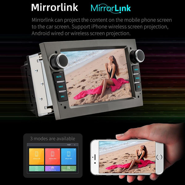 S-OB7A 7 inch Portable Car MP5 Player Built-in DAB Function Support CarPlay / Android Auto for OPEL, Specification:2GB+32GB(Black)