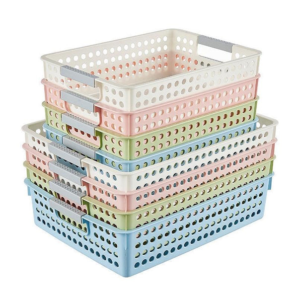 Plastic Storage Basket Desktop Sundry Organizer Frame Toys Kitchen Snacks Storage Box, Style: Deep Small White