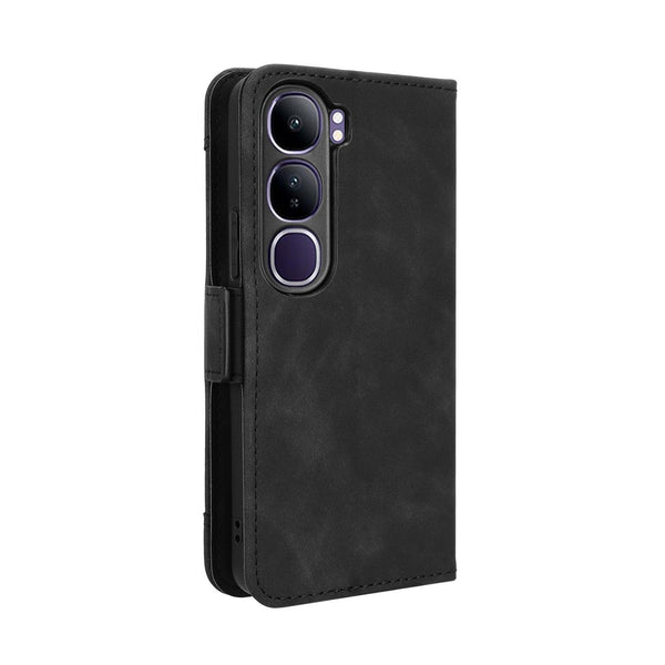 For vivo V40 Lite 4G / 5G IDN Skin Feel Calf Texture Card Slots Leather Phone Case(Black)