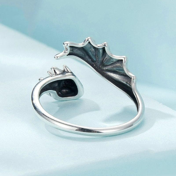S925 Sterling Silver Flying Dragon Open Adjustable Ring(SCR1017-E)