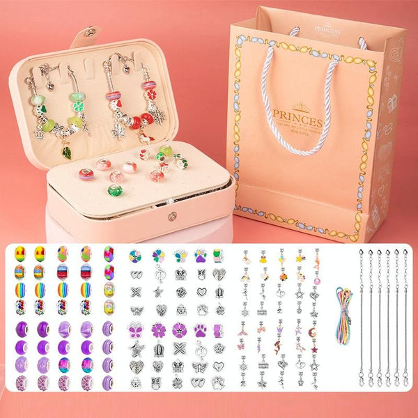 132pcs/sets Color+Purple Children DIY Beaded Bracelet Double Layer Jewelry Box Set