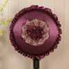 Lace Embroidery Edge Thickened Flower Cloth Round Fan Dust Cover(Purple)