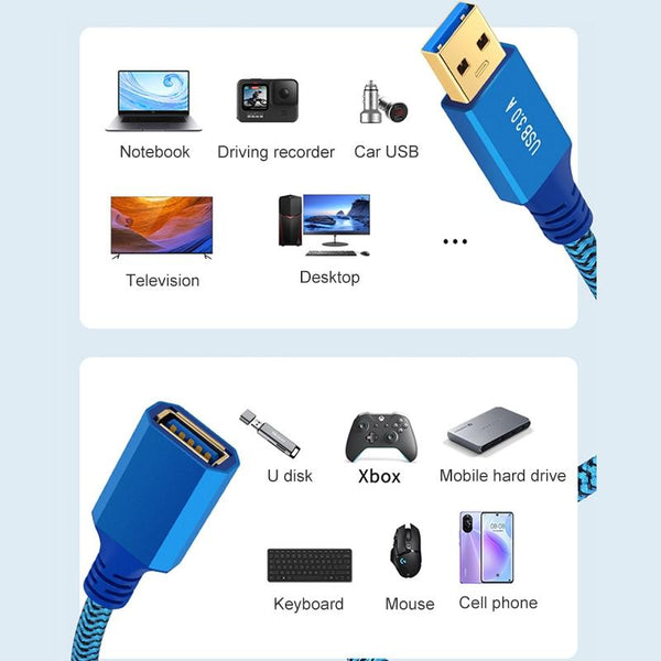 Printer / Hard Disk USB 3.0 Male to Female Extension Cable, Length:1m(Blue)