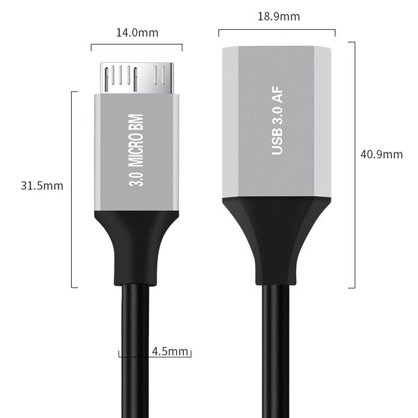 USB 3.0 A Female to Micro B Mobile Hard Disk Adapter Cable, Length:0.2m