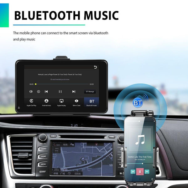 A3135 7 Inch HD Wired Smart Screen With Wireless CarPlay + Android Auto + Android With With 64G Memory Card