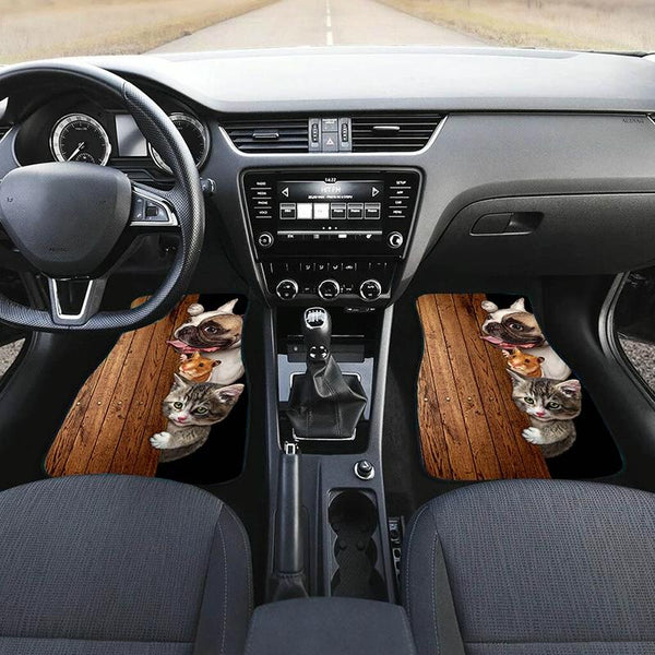 4 in 1 Daisy Pattern Universal Printing Auto Car Floor Mats Set, Style:K3689GP