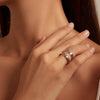 BSR337-A Sterling Silver S925 Geometric White Gold Plated Zirconia Curved Signet Ring(No.6)