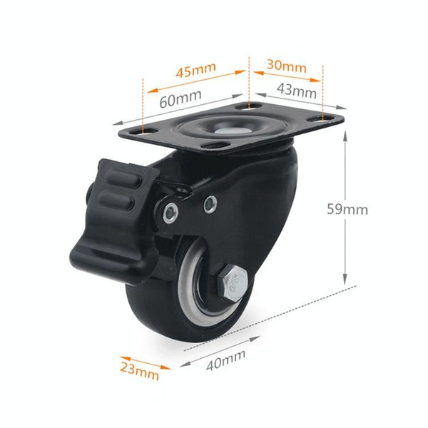 2 PCS 1.5 inch Furniture Cabinet Coffee Table Silent Universal Brake Wheel