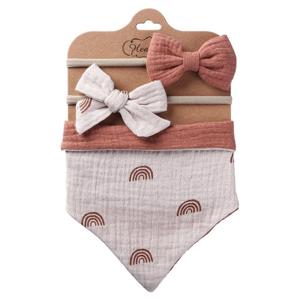3 In 1 Baby Drooling Towel Cotton Printed Double Sided Triangle Towel Headband Set Waterproof Bibs, Style: DP069-6