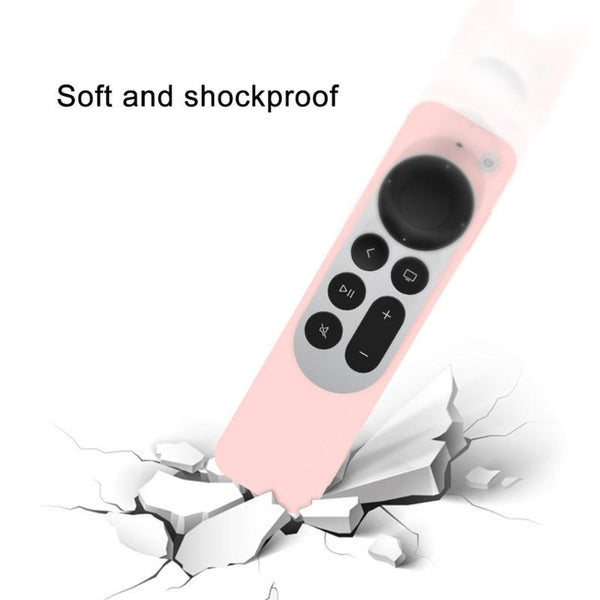 Silicone Protective Case Cover with Rope For Apple TV 4K 4th Siri Remote Controller(Black)