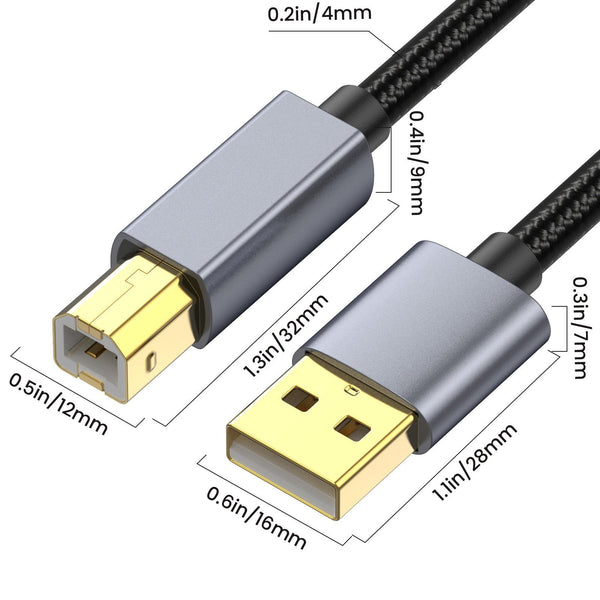 USB 2.0 A Male to B Male Square Port Printer Data Transmission Extension Cable, Length:1.8m