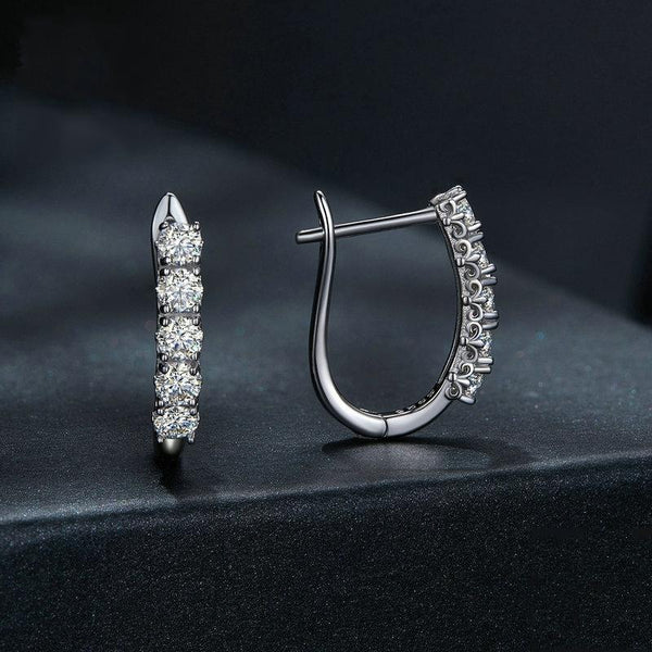 MSE011 Sterling Silver S925 Moissanite U-Shaped Pattern Earrings