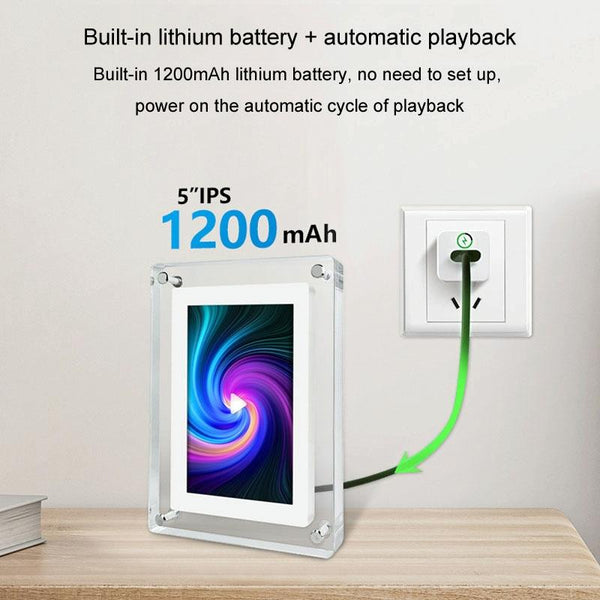 5 Inch HD Digital Photo Frame Crystal Advertising Player 1080P Motion Video Picture Display Player(EU Plug)