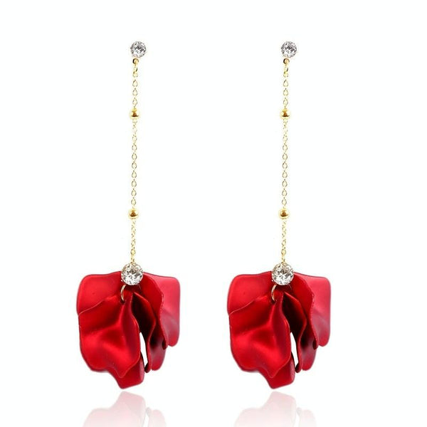 Long Exaggerated Fabric Art Handmade Petal Earrings, Color: E1910-5 Vermiculite Model