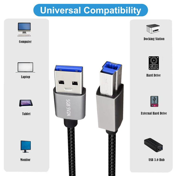 JUNSUNMAY USB 3.0 Male to USB 3.0 Male Cord Cable Compatible with Docking Station, Length:1m