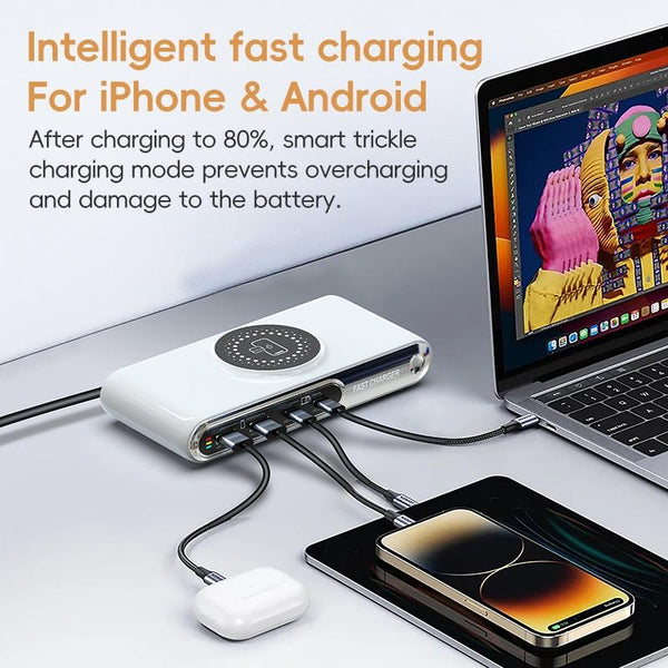 F9A 6 in 1 72W Multifunctional Smart Charger with LED Ambient Light, Plug:AU Plug