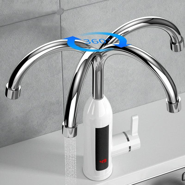 Smart Household Digital Display Instant Hot Kitchen Electric Faucet, Plug: EU Plug(Stainless Steel)