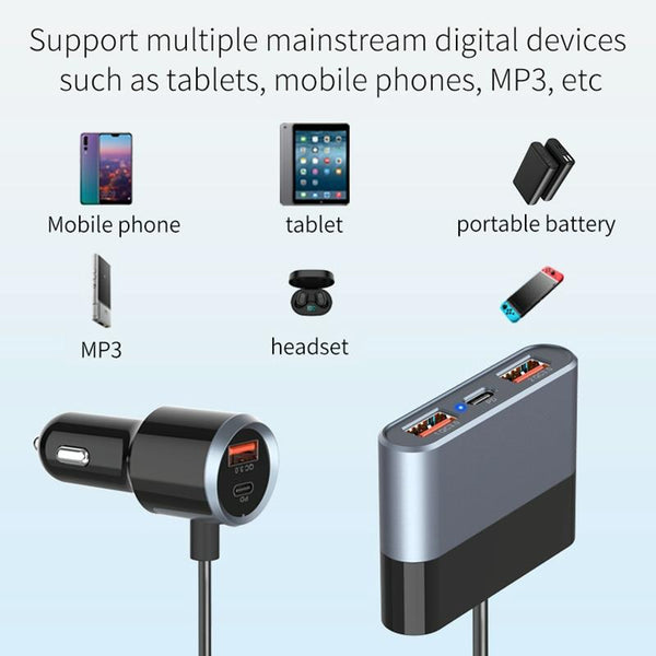 SC03 76W Output PD / QC3.0 Fast Charge Extended Car Charger