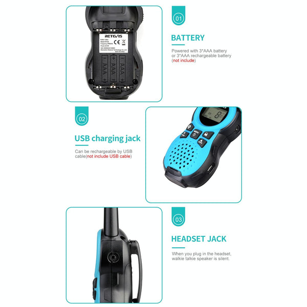1 Pair RETEVIS RT638 EU Frequency PMR446 16CHS License-free Children Handheld Walkie Talkie(Red)