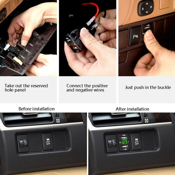 Car Charger Original Hole Non-Destructive Modification Of Dual Usb Car Charger With Line Suitable For Toyota(FTWU Blue Light)